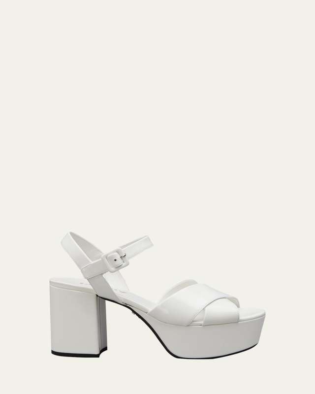 Vernice Patent Leather Crisscross Platform Sandals